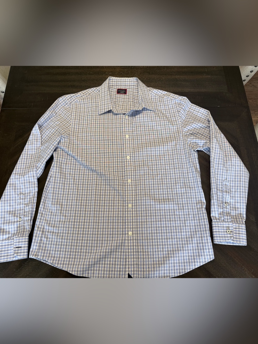 UNTUCKit Men’s Blue Plaid Button Down Shirt XL Regular Fit Wrinkle Free Cotton